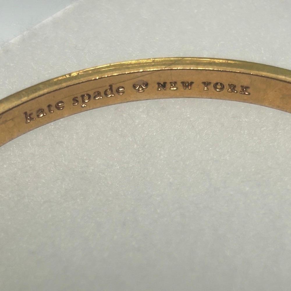 Kate Spade New York Enamel Dot Bangle Bracelet Gold Tone White#321 - Picture 5 of 5